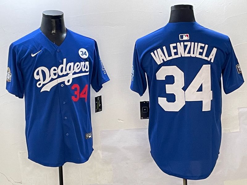 Men Los Angeles Dodgers #34 Valenzuela Blue White Fashion Game 2025 Nike MLB Jersey style 326->los angeles dodgers->MLB Jersey